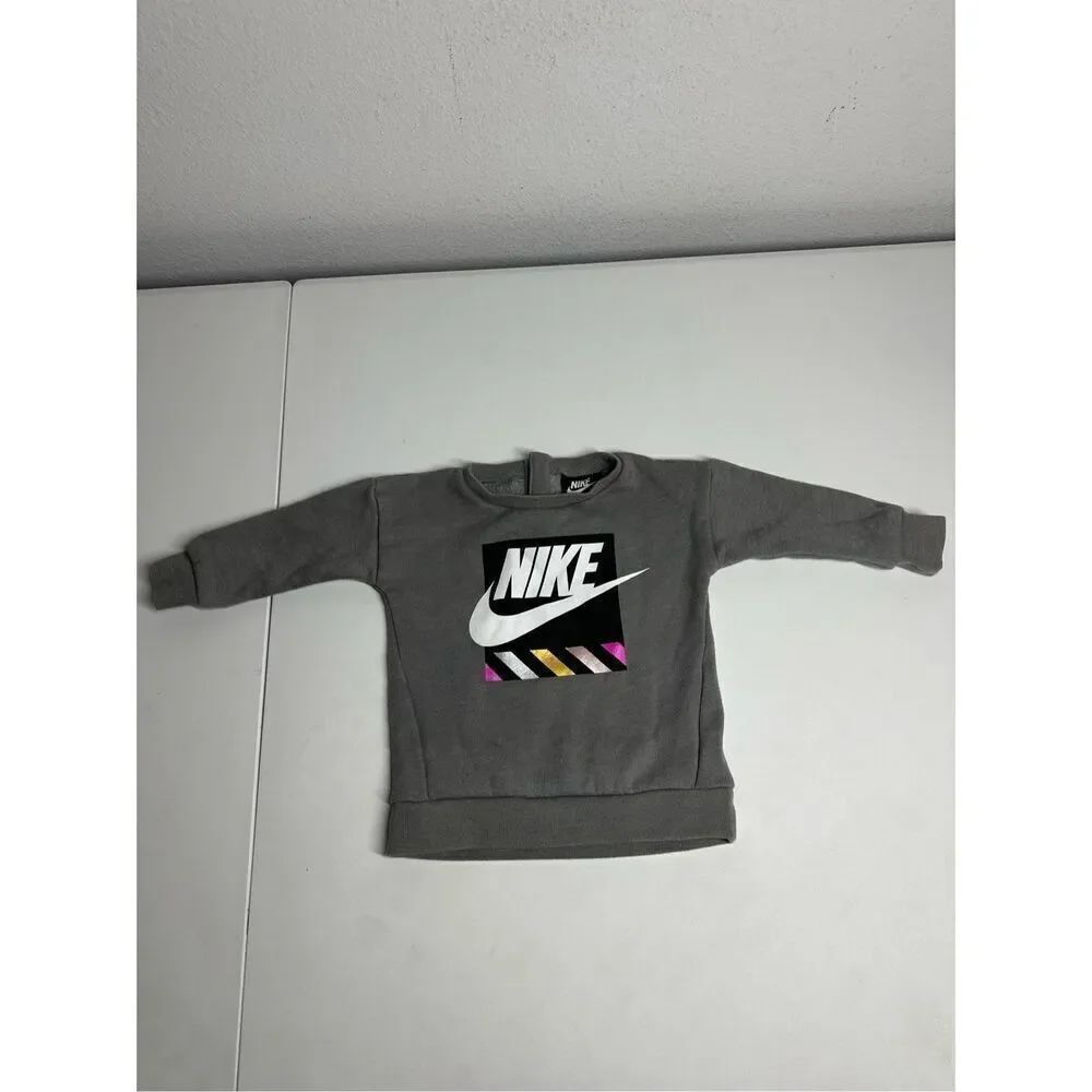 Nike Sweatshirt Gray Logo Cotton Blend Size 12M